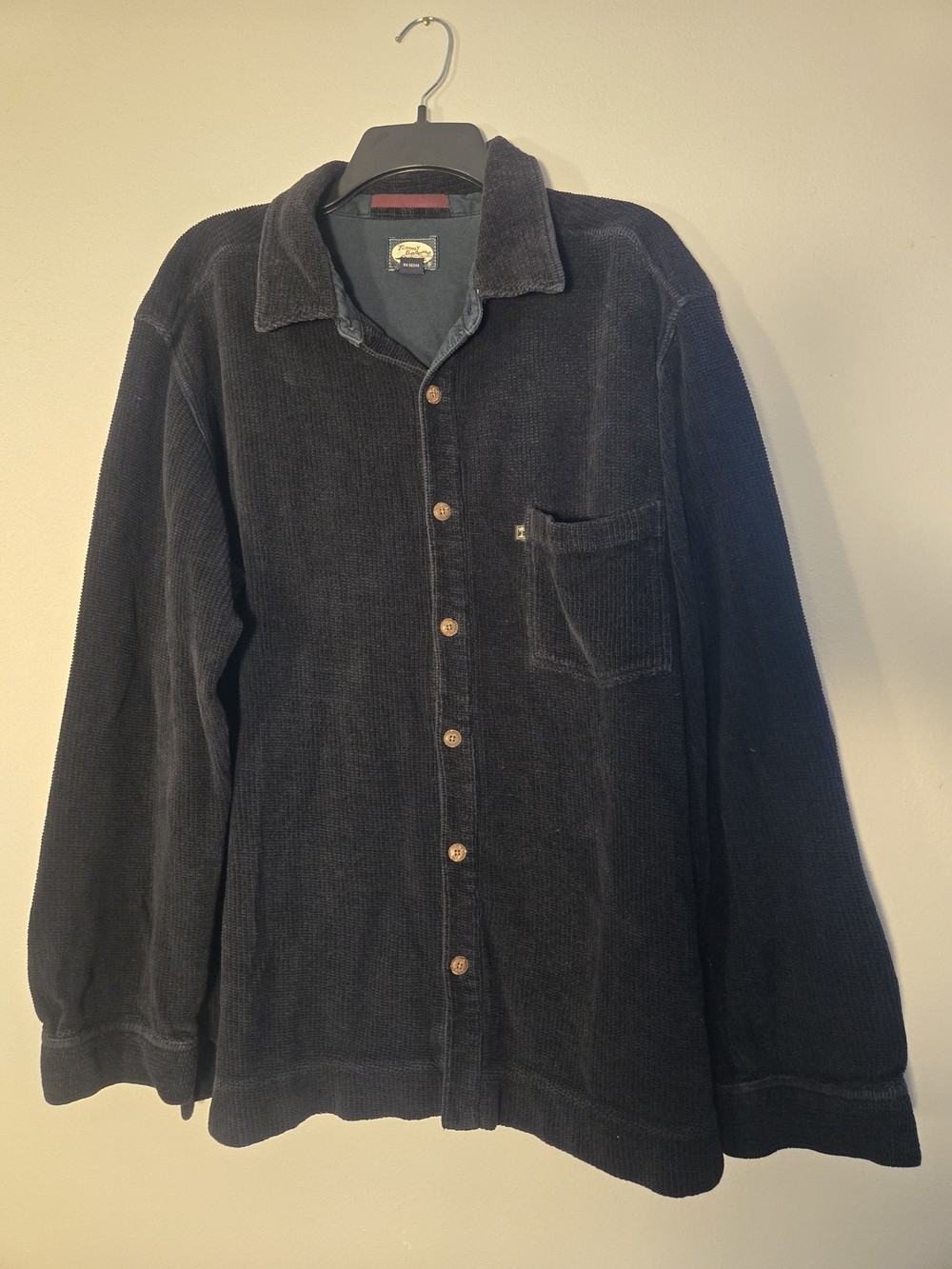Tommy Bahama Black Corduroy Button-Front Shirt Jacket